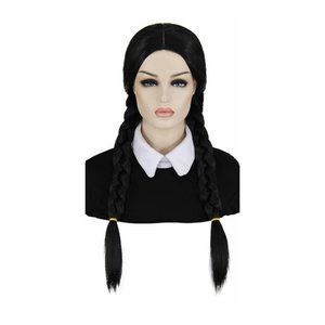 Wednesday Addams Wig Women Girls Long Black Braided Wigs for Wednesday Addams...